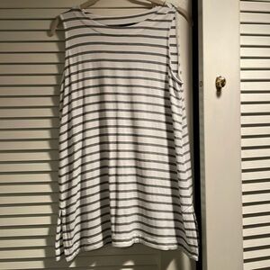 J Jill Wearever Collection Black Stripe Sleeveless Tunic with Side Slits Size S